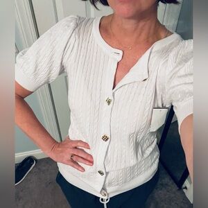 White Cable Knit Cardigan